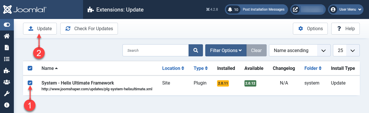 Joomla Update Manger